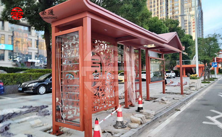 广州惠州不锈钢候车亭安装实景图