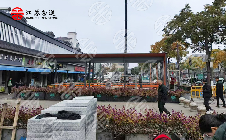 山东日照自行车亭安装实景图
